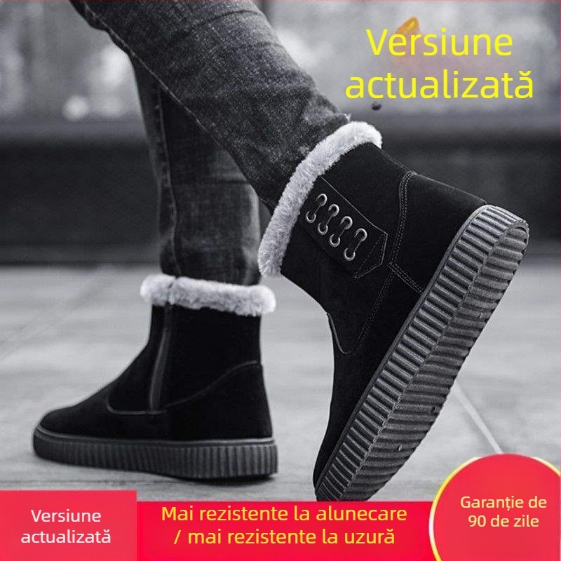 Ghete de zăpadă - impermeabile, calde, căptușite cu fleece, Ultra-Fiber Leather partea superioară, talpă din cauciuc