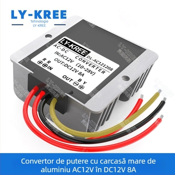 Modul de alimentare reglabil AC12V către DC12V pentru monitorizare securitate (Ieșire 12V, Curent 5–10A, Intrare 10–28V, Putere 60–120W, IP67)