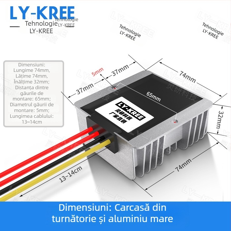 Modul de alimentare reglabil AC12V către DC12V pentru monitorizare securitate (Ieșire 12V, Curent 5–10A, Intrare 10–28V, Putere 60–120W, IP67)