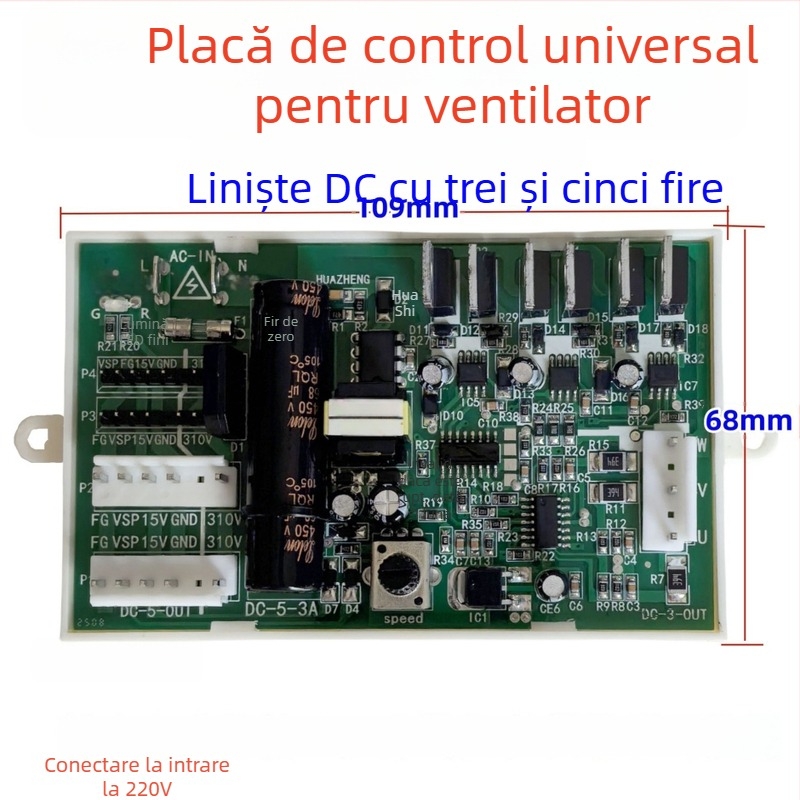 Hua Zheng Modul driver ventilator pentru inverter AC/DC, cu interfețe de alimentare de 3 și 5 fire, placă de control pentru ventilator DC