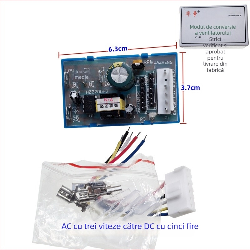 Hua Zheng Modul driver ventilator pentru inverter AC/DC, cu interfețe de alimentare de 3 și 5 fire, placă de control pentru ventilator DC