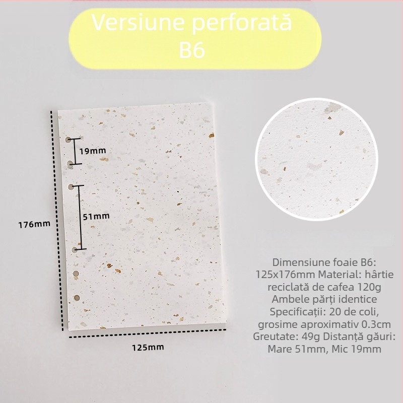 Pagină interioară pentru refill loose-leaf – hârtie de cafea reciclată; import: Nu; autorizare IP: Nu