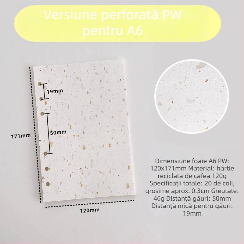 Pagină interioară pentru refill loose-leaf – hârtie de cafea reciclată; import: Nu; autorizare IP: Nu