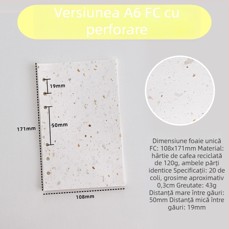 Pagină interioară pentru refill loose-leaf – hârtie de cafea reciclată; import: Nu; autorizare IP: Nu