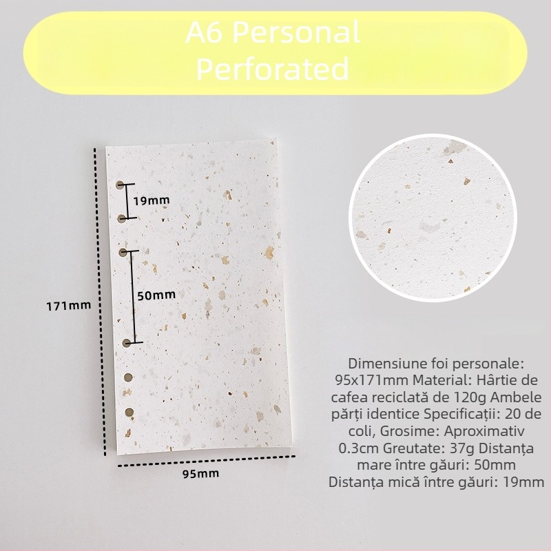 Pagină interioară pentru refill loose-leaf – hârtie de cafea reciclată; import: Nu; autorizare IP: Nu