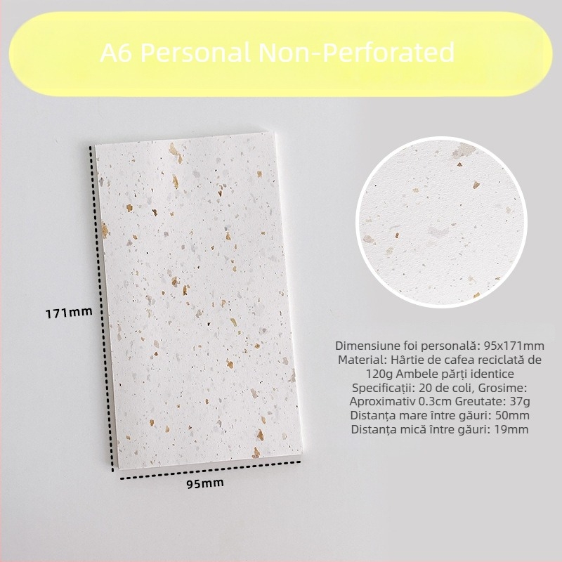 Pagină interioară pentru refill loose-leaf – hârtie de cafea reciclată; import: Nu; autorizare IP: Nu