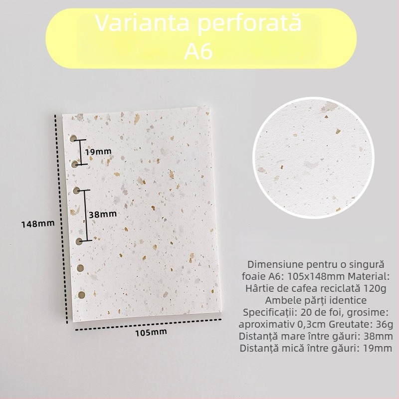 Pagină interioară pentru refill loose-leaf – hârtie de cafea reciclată; import: Nu; autorizare IP: Nu