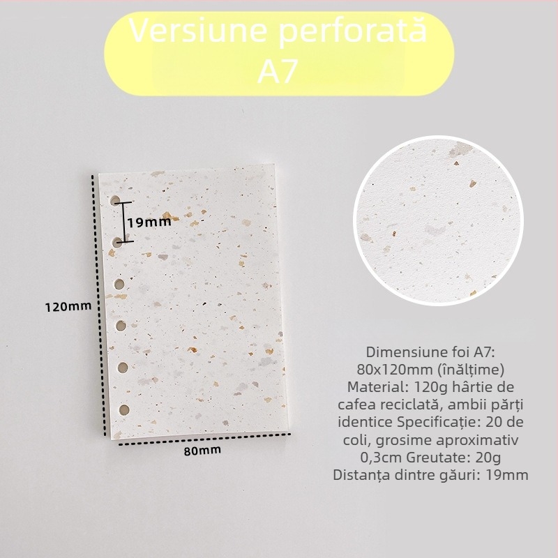 Pagină interioară pentru refill loose-leaf – hârtie de cafea reciclată; import: Nu; autorizare IP: Nu