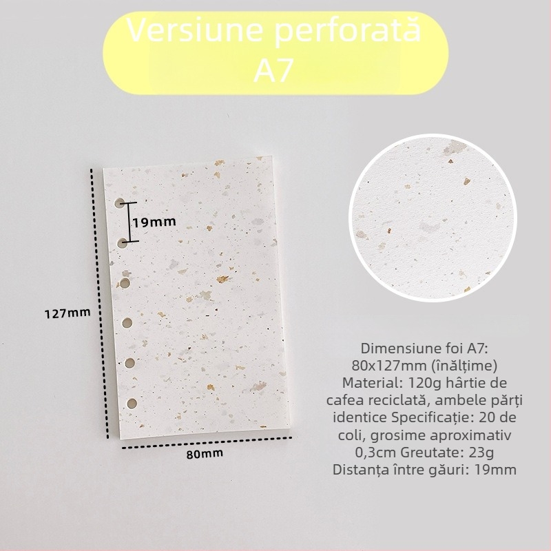 Pagină interioară pentru refill loose-leaf – hârtie de cafea reciclată; import: Nu; autorizare IP: Nu