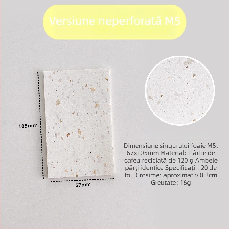 Pagină interioară pentru refill loose-leaf – hârtie de cafea reciclată; import: Nu; autorizare IP: Nu