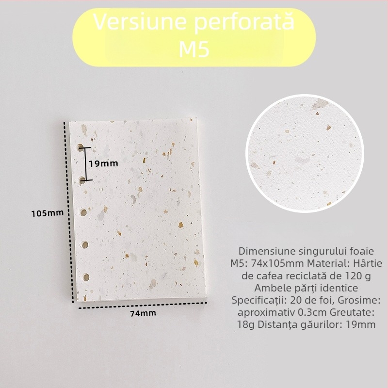 Pagină interioară pentru refill loose-leaf – hârtie de cafea reciclată; import: Nu; autorizare IP: Nu