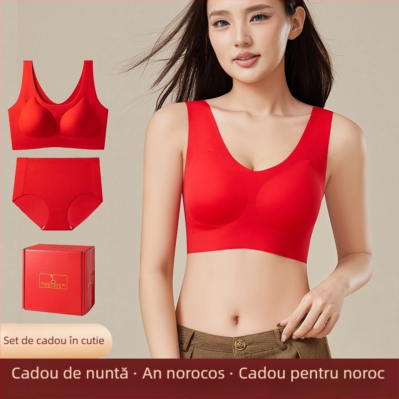 Set de lenjerie intimă fără cusături pentru mireasă, sutien cu cupă completă, cupe medii model, nailon, design tip vestă pentru un spate frumos