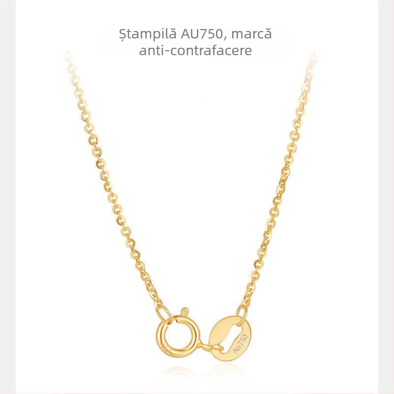 Colier din aur 18k pentru femei, pandantiv moissanit, lanț clavicular, aur alb 750