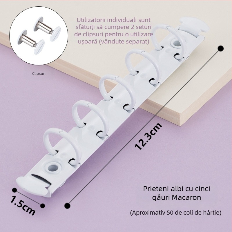 Dacheng Clips metalice pentru dosare – clemă cu braț lung, pentru dosare cu cinci găuri