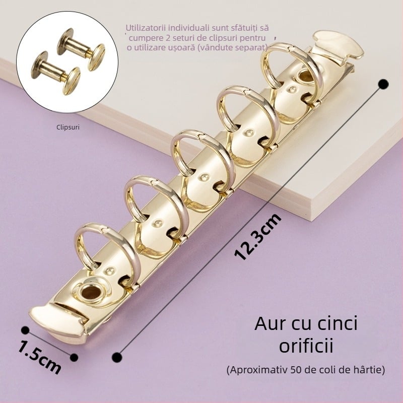 Dacheng Clips metalice pentru dosare – clemă cu braț lung, pentru dosare cu cinci găuri