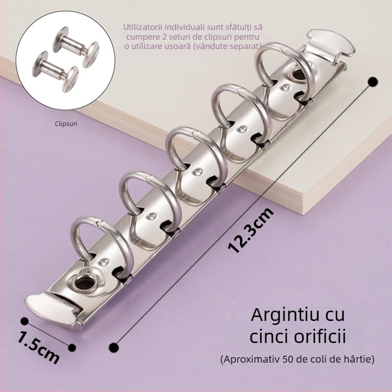 Dacheng Clips metalice pentru dosare – clemă cu braț lung, pentru dosare cu cinci găuri