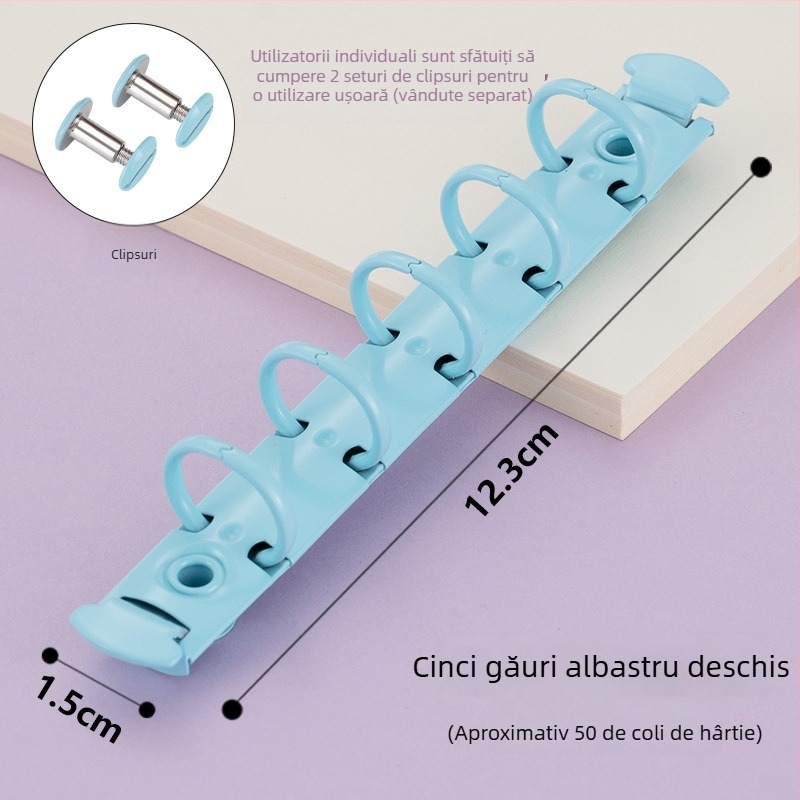 Dacheng Clips metalice pentru dosare – clemă cu braț lung, pentru dosare cu cinci găuri