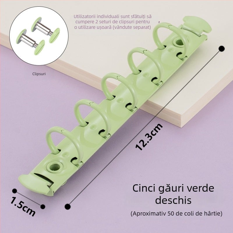 Dacheng Clips metalice pentru dosare – clemă cu braț lung, pentru dosare cu cinci găuri