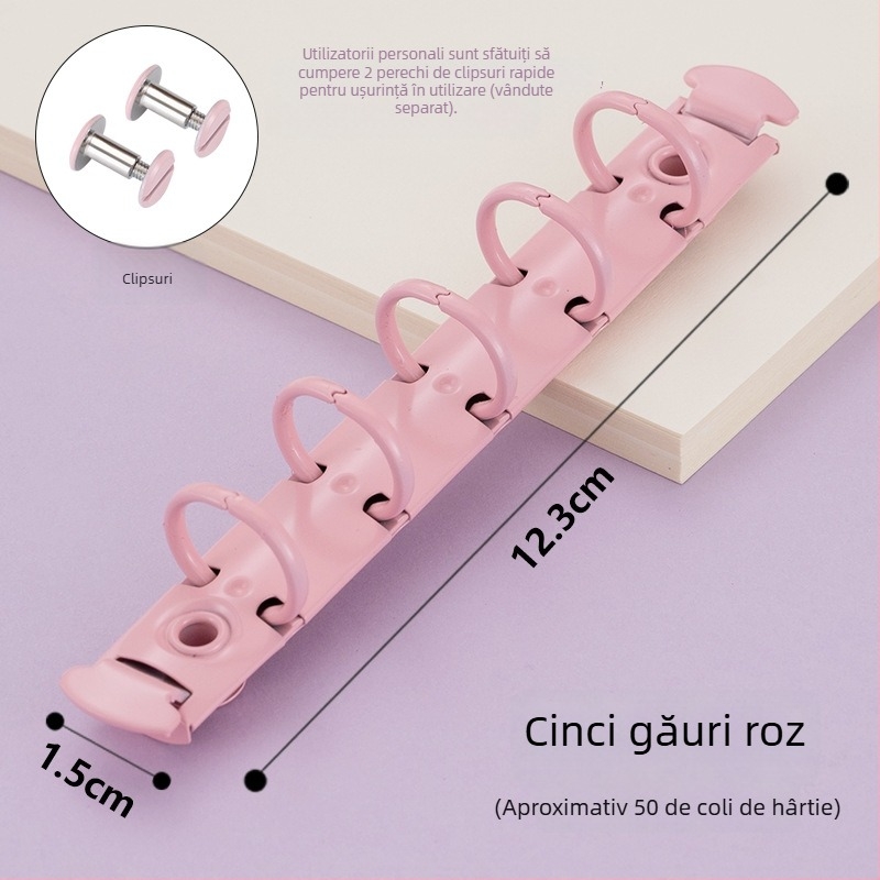 Dacheng Clips metalice pentru dosare – clemă cu braț lung, pentru dosare cu cinci găuri