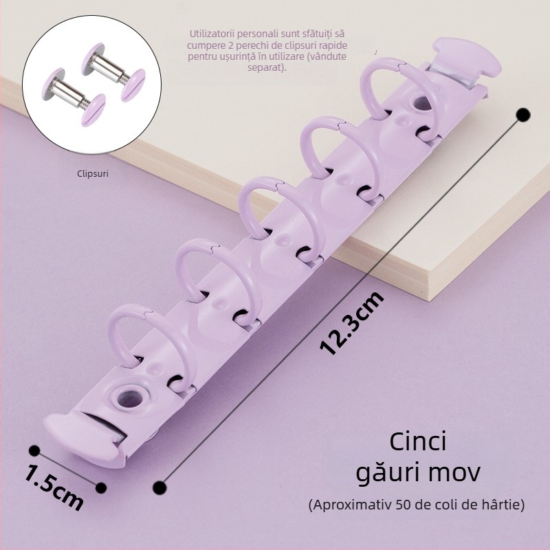 Dacheng Clips metalice pentru dosare – clemă cu braț lung, pentru dosare cu cinci găuri