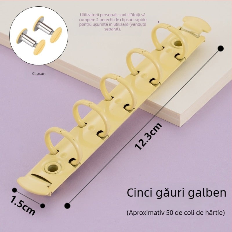 Dacheng Clips metalice pentru dosare – clemă cu braț lung, pentru dosare cu cinci găuri