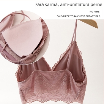 Sutien franțuzesc din dantelă, fără armături metalice, cupă completă, cupă turnată subțire, material nylon, bretele fixe duble, respirabil, spate frumos