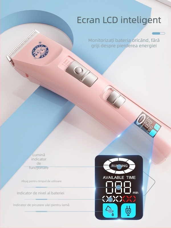 Mașină electrică de tuns pentru animale PC-908 de Laiwang Brothers, cu ecran LCD mare pentru pisici