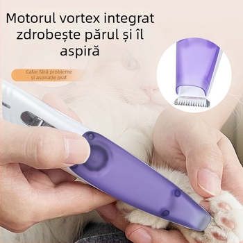 Tăietor de păr pentru lăbuțe de animale - reîncărcabil, cu aspirator încorporat, zgomot redus, trimmer electric pentru pisici și câini