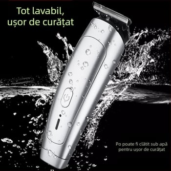 Mașină de tuns păr electrică - impermeabilă, cu baterie încorporată de 500-800 mAh, motor cu perii, lamă din oțel inoxidabil, cap de tuns detașabil și lavabil