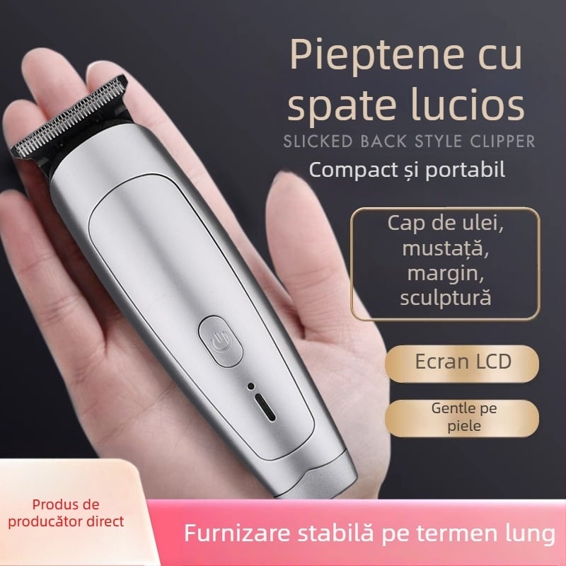 Mașină de tuns păr electrică - impermeabilă, cu baterie încorporată de 500-800 mAh, motor cu perii, lamă din oțel inoxidabil, cap de tuns detașabil și lavabil