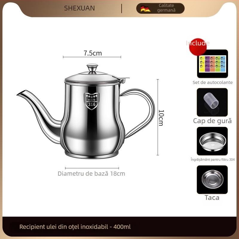 Oală de ulei din oțel inoxidabil 316L pentru bucătărie, de tip alimentar, deschidere și închidere automate