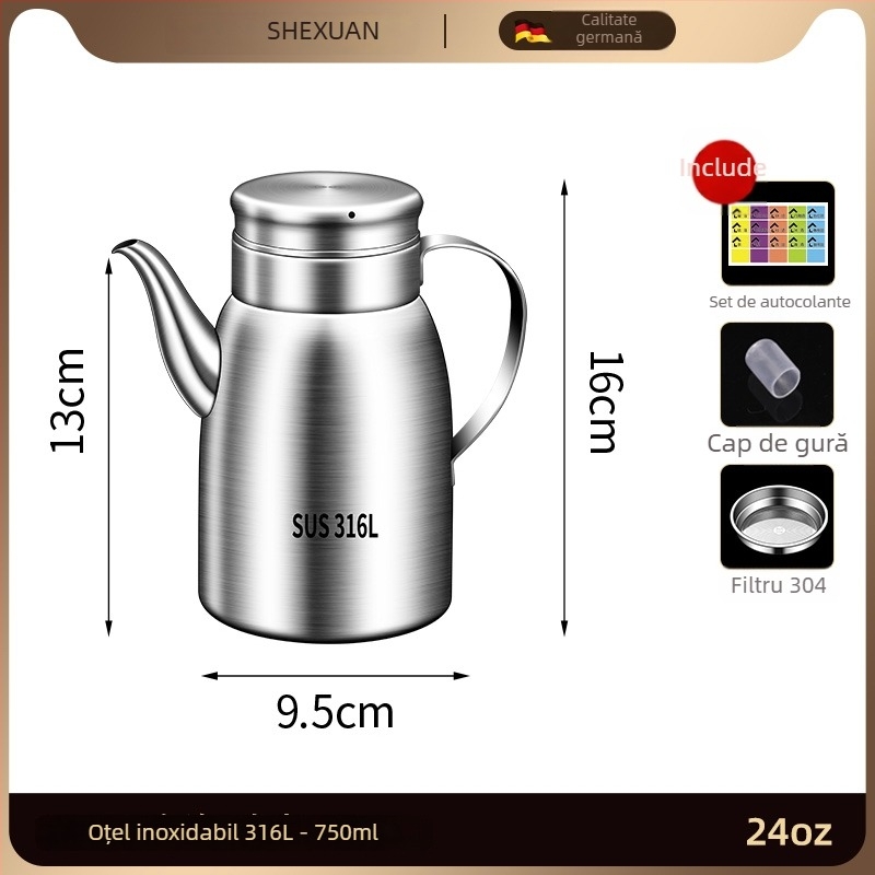 Oală de ulei din oțel inoxidabil 316L pentru bucătărie, de tip alimentar, deschidere și închidere automate