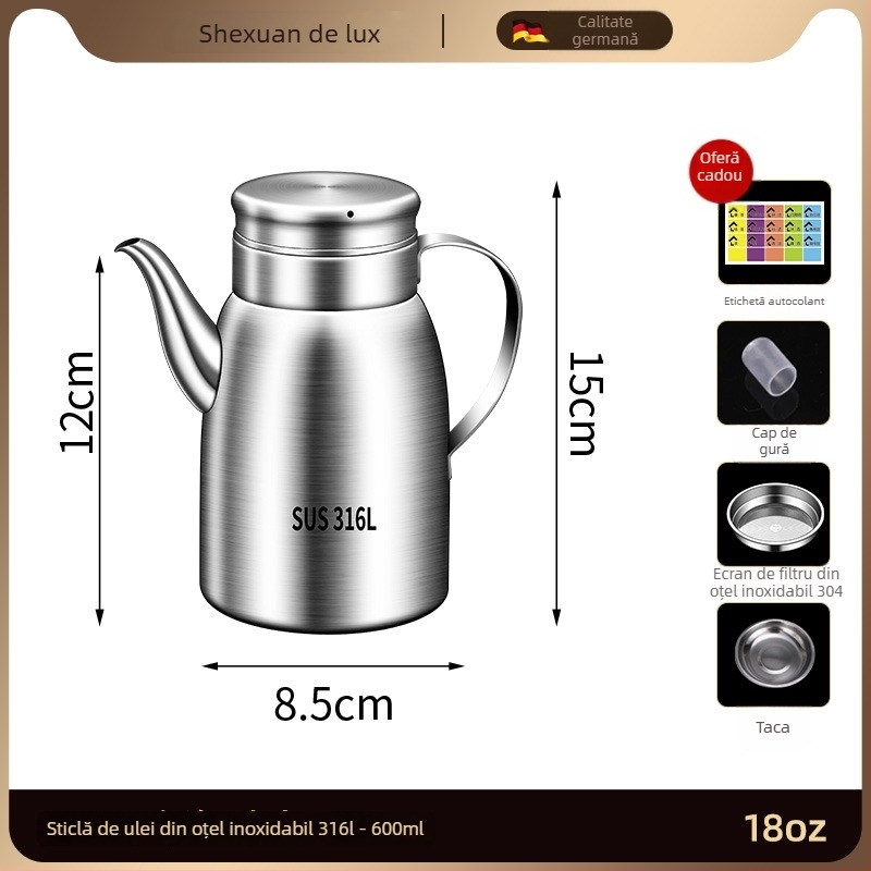 Oală de ulei din oțel inoxidabil 316L pentru bucătărie, de tip alimentar, deschidere și închidere automate