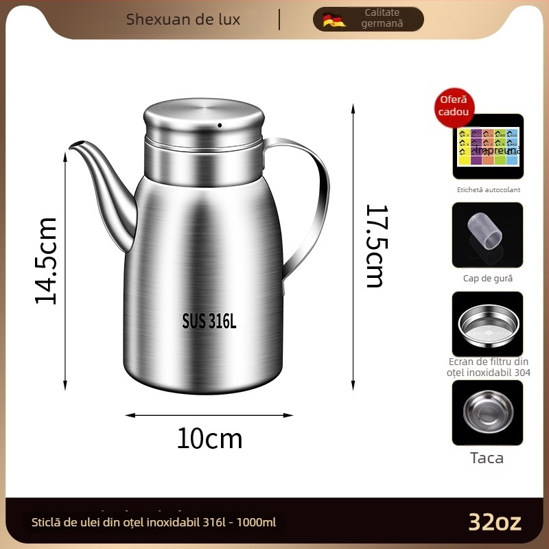 Oală de ulei din oțel inoxidabil 316L pentru bucătărie, de tip alimentar, deschidere și închidere automate