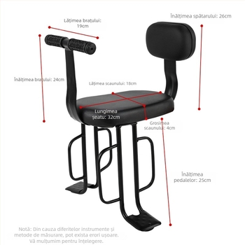 Șa de bicicletă - șezut spate pentru copil, oțel, model 019, Kai bu