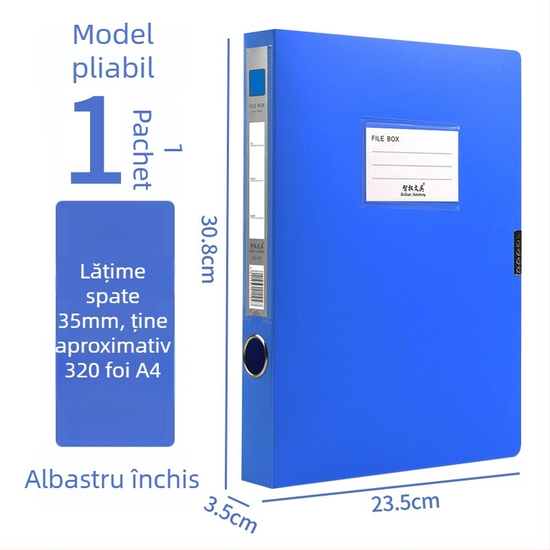 A4 boxă de fișiere din plastic, întărită, pentru depozitarea documentelor și chitanțelor; Material PP; Modele 2E220/2E235/2E255/2E275; Grosime material 20/35/55/75; Logo tipărit; Brand Intellectual Power