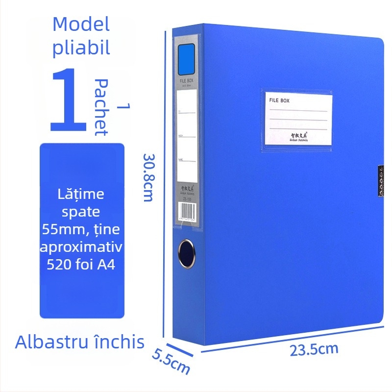 A4 boxă de fișiere din plastic, întărită, pentru depozitarea documentelor și chitanțelor; Material PP; Modele 2E220/2E235/2E255/2E275; Grosime material 20/35/55/75; Logo tipărit; Brand Intellectual Power