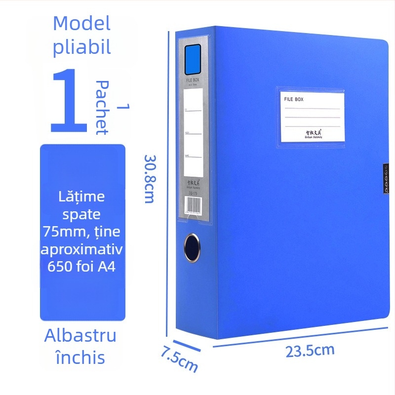 A4 boxă de fișiere din plastic, întărită, pentru depozitarea documentelor și chitanțelor; Material PP; Modele 2E220/2E235/2E255/2E275; Grosime material 20/35/55/75; Logo tipărit; Brand Intellectual Power