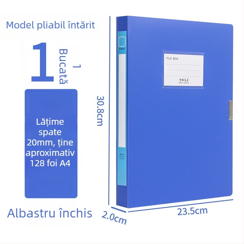 A4 boxă de fișiere din plastic, întărită, pentru depozitarea documentelor și chitanțelor; Material PP; Modele 2E220/2E235/2E255/2E275; Grosime material 20/35/55/75; Logo tipărit; Brand Intellectual Power