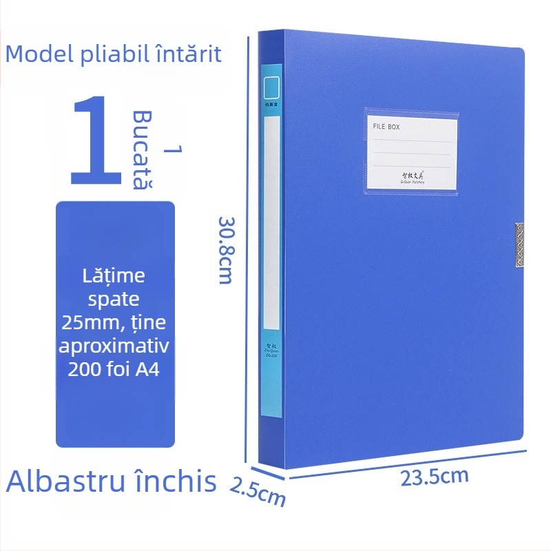 A4 boxă de fișiere din plastic, întărită, pentru depozitarea documentelor și chitanțelor; Material PP; Modele 2E220/2E235/2E255/2E275; Grosime material 20/35/55/75; Logo tipărit; Brand Intellectual Power