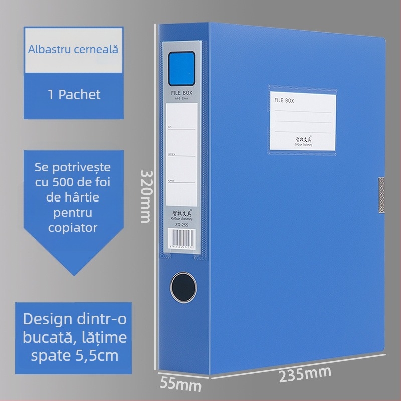 A4 boxă de fișiere din plastic, întărită, pentru depozitarea documentelor și chitanțelor; Material PP; Modele 2E220/2E235/2E255/2E275; Grosime material 20/35/55/75; Logo tipărit; Brand Intellectual Power