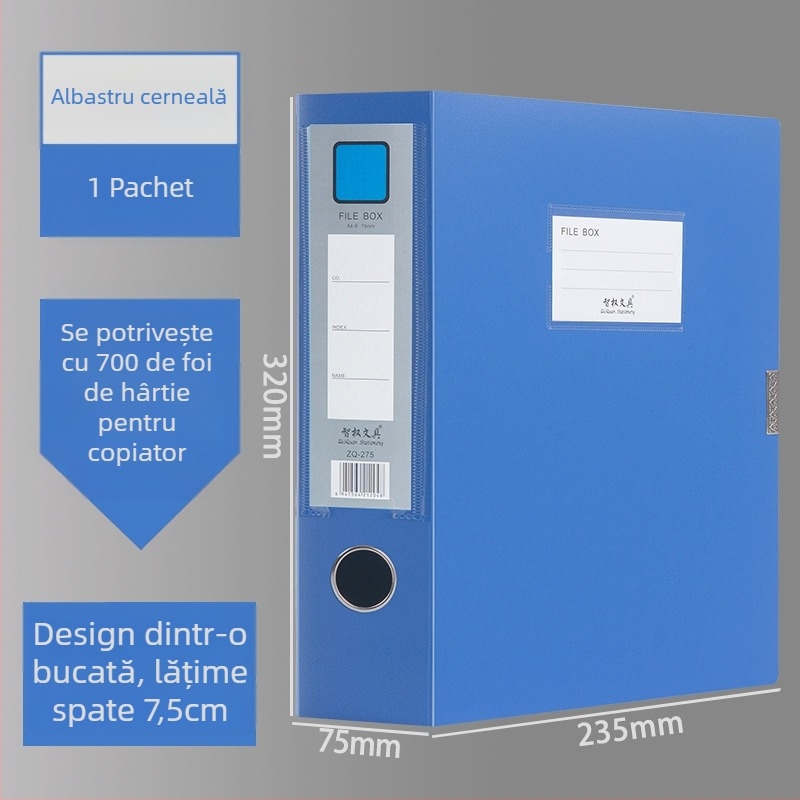 A4 boxă de fișiere din plastic, întărită, pentru depozitarea documentelor și chitanțelor; Material PP; Modele 2E220/2E235/2E255/2E275; Grosime material 20/35/55/75; Logo tipărit; Brand Intellectual Power