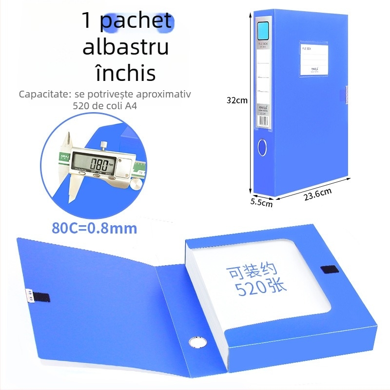 A4 boxă de fișiere din plastic, întărită, pentru depozitarea documentelor și chitanțelor; Material PP; Modele 2E220/2E235/2E255/2E275; Grosime material 20/35/55/75; Logo tipărit; Brand Intellectual Power