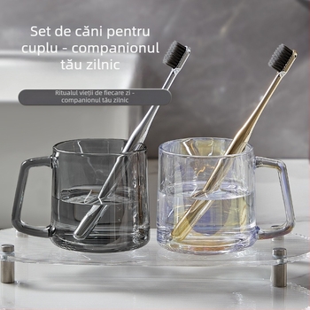 Pahar din sticlă pentru gură – pereche pentru uz casnic, rotund, rezistent la temperaturi ridicate, cu un singur strat, model 240826