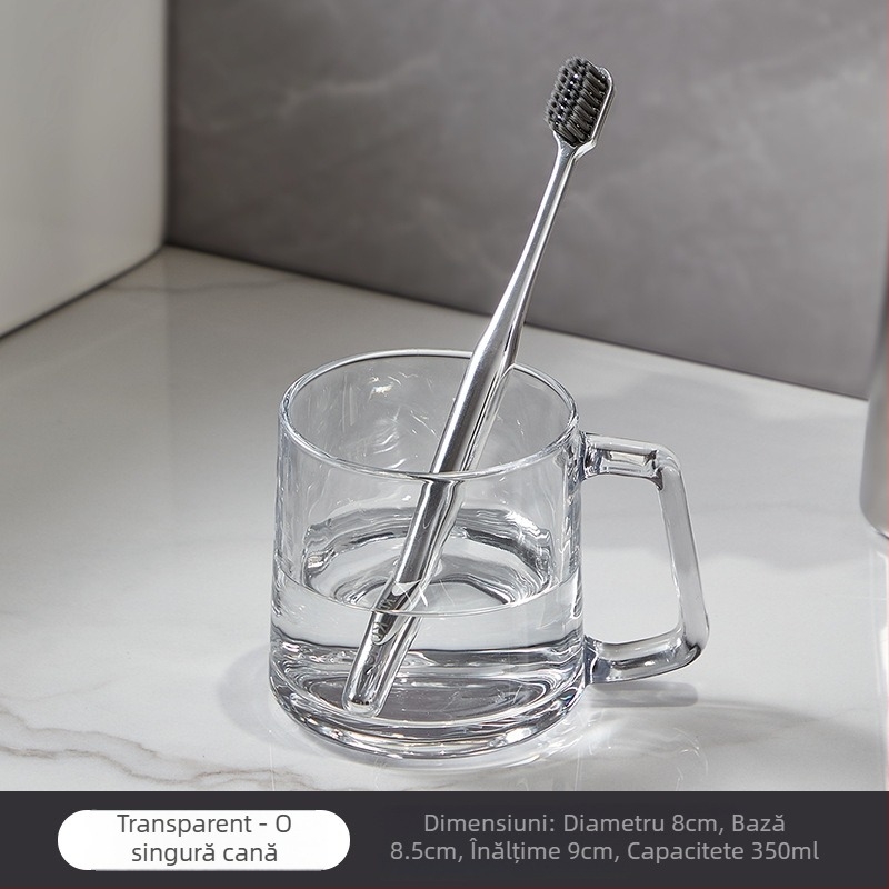 Pahar din sticlă pentru gură – pereche pentru uz casnic, rotund, rezistent la temperaturi ridicate, cu un singur strat, model 240826