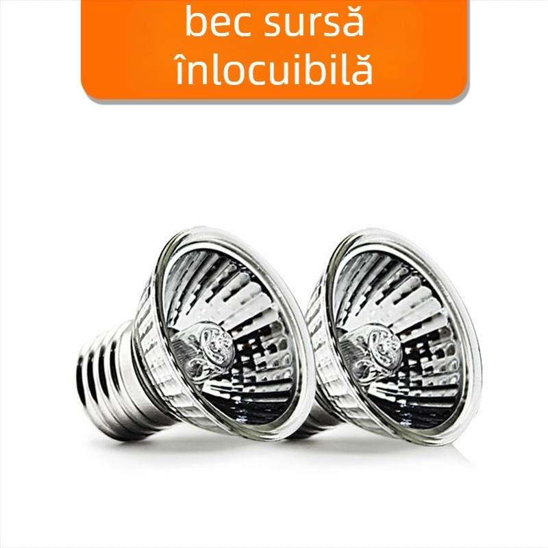 Lampă UVB/UVA pentru reptile cu supliment de calciu, sterilizare și încălzire, 25W/50W