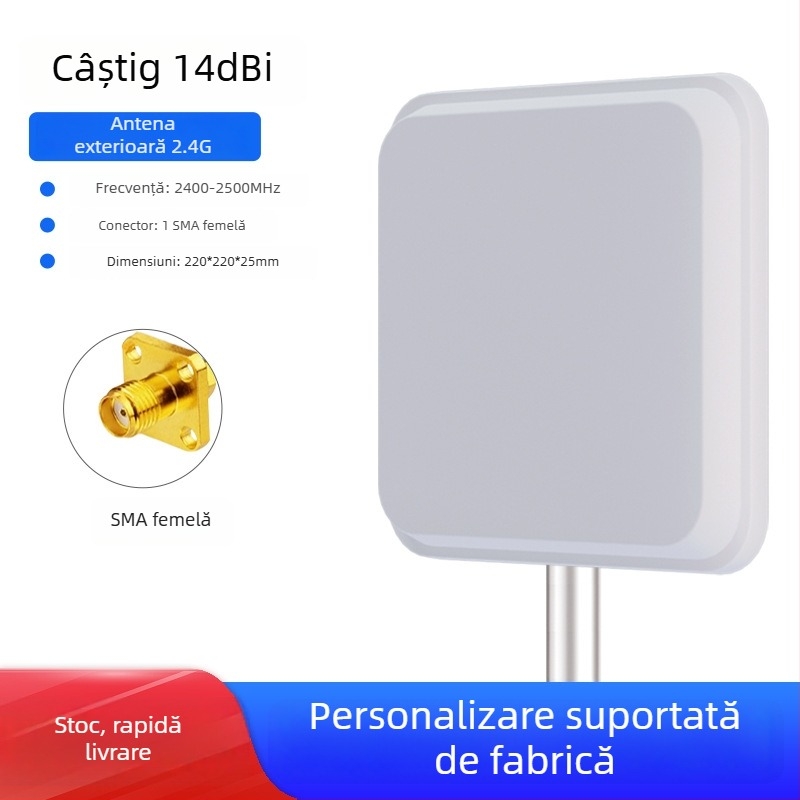 Antena WiFi direcțională cu panou plat, 2.4/5.8 GHz, 18 dBi câștig, stație AP pentru punte