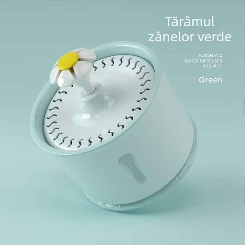 Dispenser de apă pentru pisici cu circulație automată și filtrare multiplă, din plastic