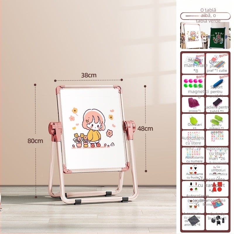 Rainbow tablă de desen pentru copii, cu suport magnetic, față dublă și suprafață ștergătoare
