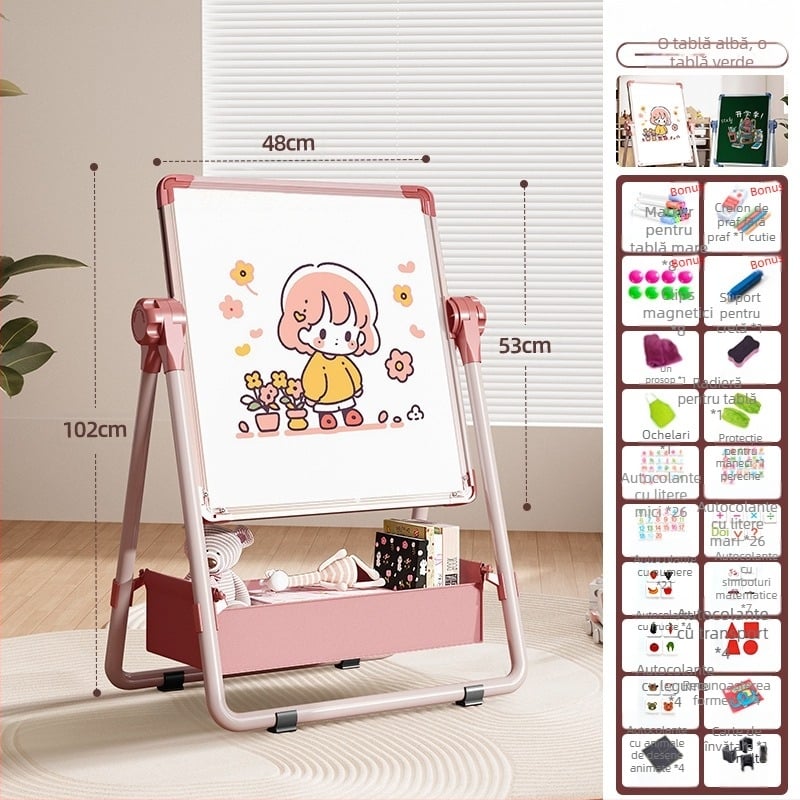 Rainbow tablă de desen pentru copii, cu suport magnetic, față dublă și suprafață ștergătoare